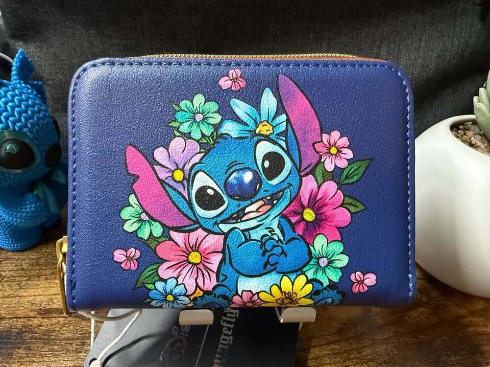 NWT Loungefly Disney Stitch Flowers Mini Zipper Wallet